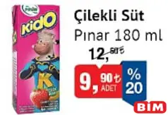 PINAR ÇİLEKLİ SÜT 180 ML